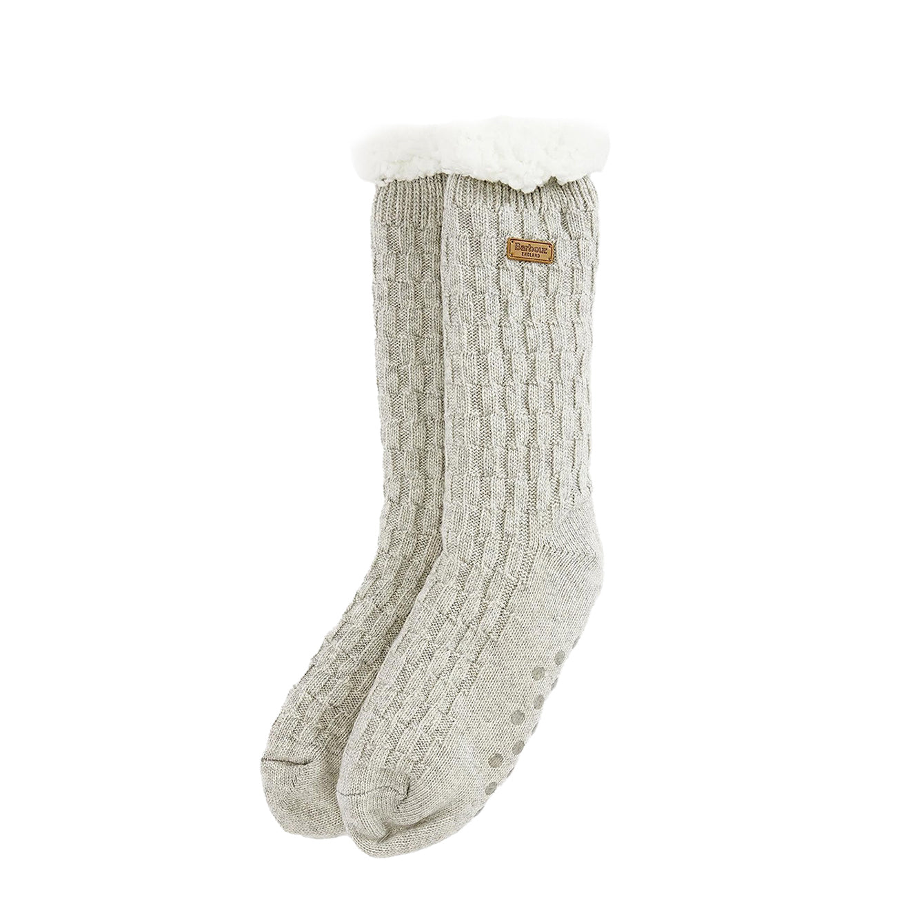 Barbour Cable Knit Lounge Socks Light Grey Marl