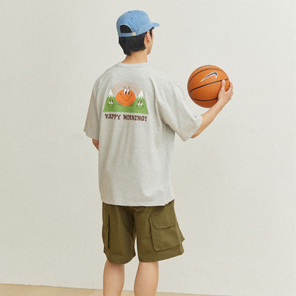 Kappy Kappy Morning Half T-Shirt Toru Fukuda Edition Melange Gray