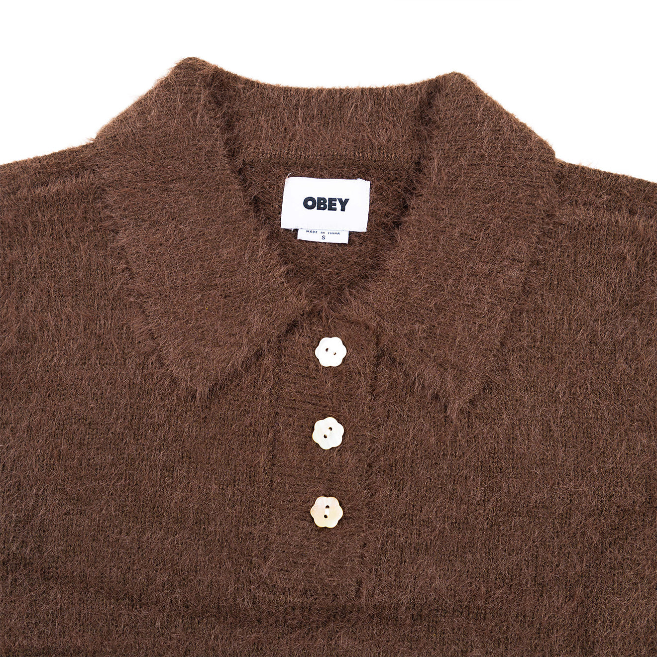 Obey Womens  Esme Polo Sweater Chocolate