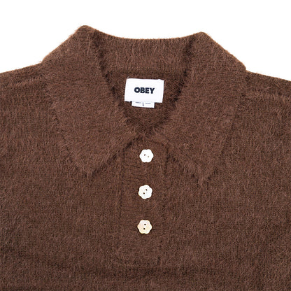 Obey Womens  Esme Polo Sweater Chocolate